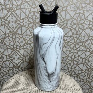 Elegant Black and White Swirl Water Bottle 84oz